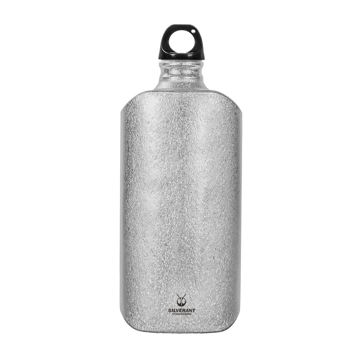 SilverAnt Ultralight Titanium Water Bottle 800ml/28.16 fl oz (Slim) - Crystallized (with black plastic lid on a white background)