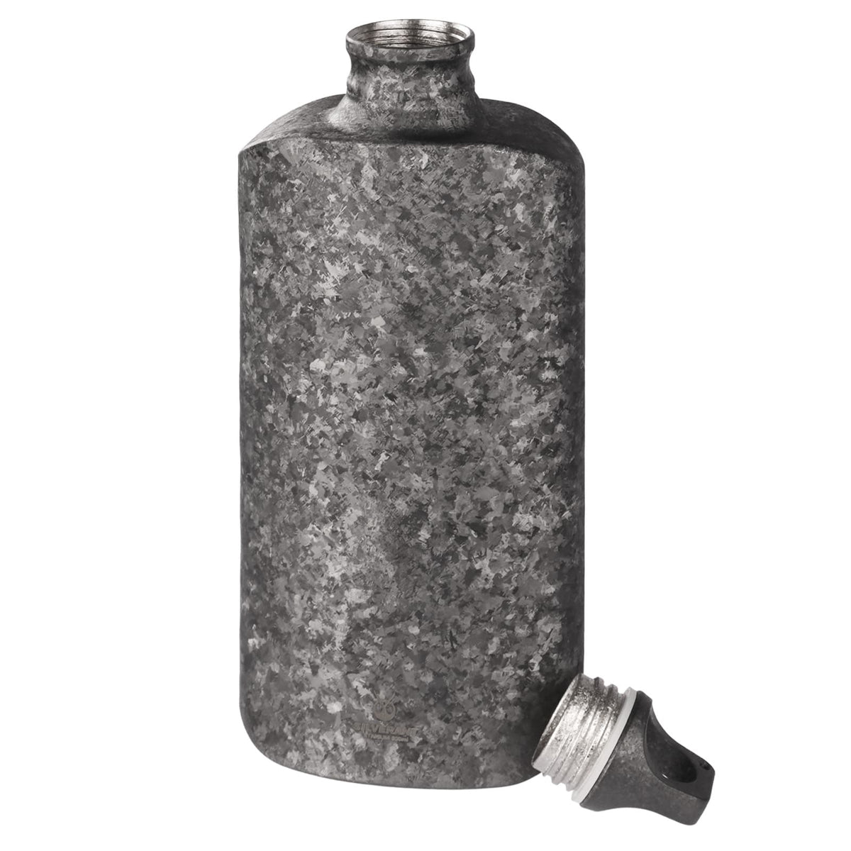 SilverAnt Ultralight Titanium Water Bottle 800ml/28.16 fl oz (Slim Crystallized Black) - lid unscrewed/open, on a white background