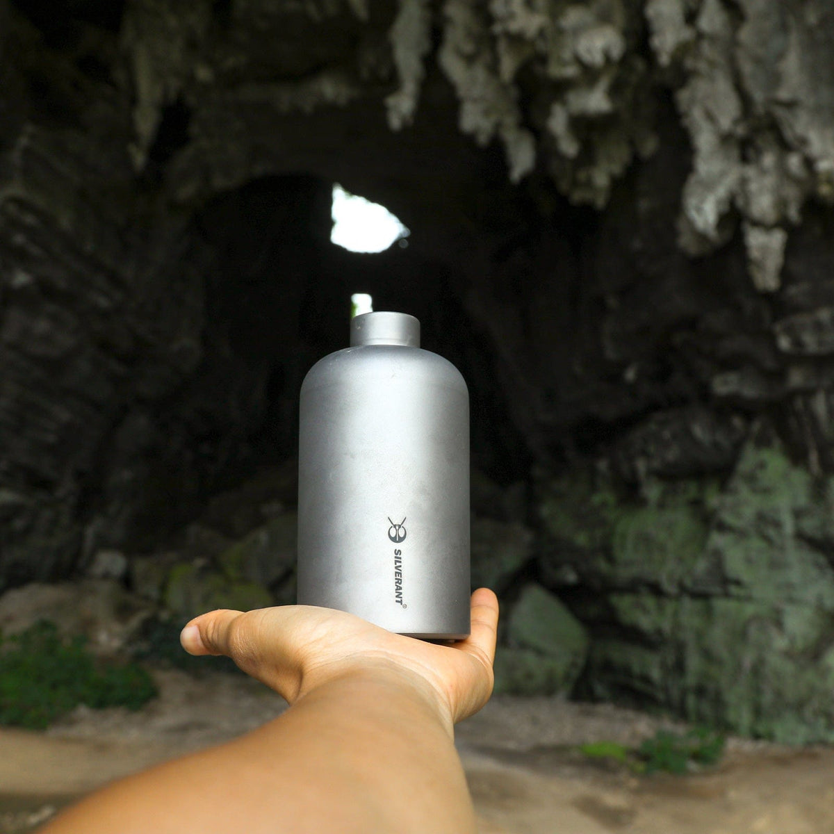 SilverAnt Ultralight Titanium Water Bottle Narrow Mouth Design - 400ml / 14 fl oz actual product photo, on-hand