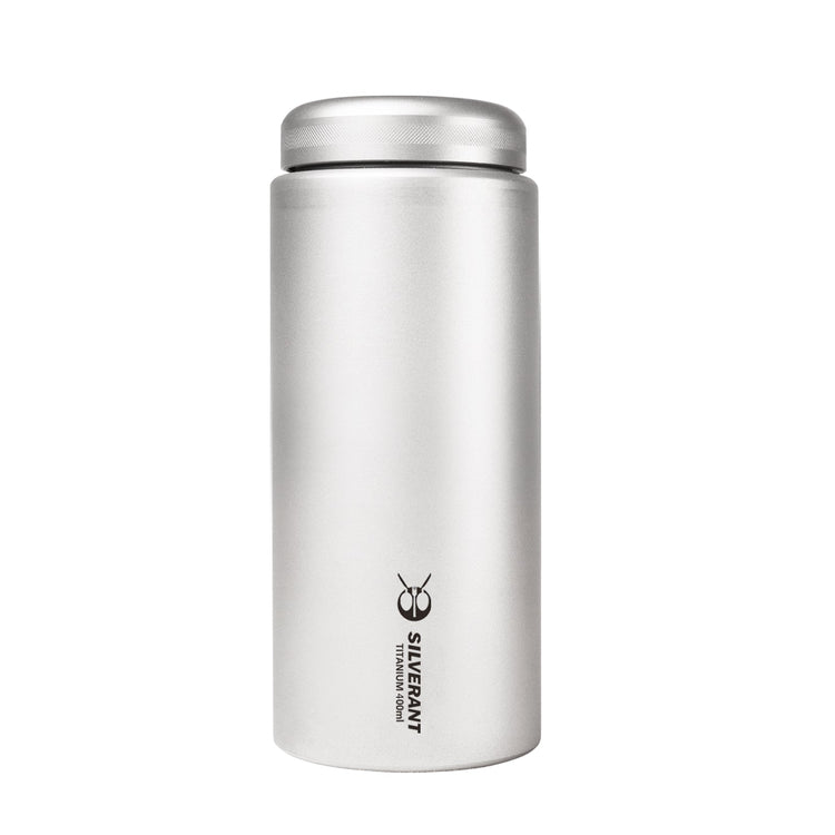 SilverAnt Ultralight Titanium Water Bottle Wide Mouth Screw Top - on a white background