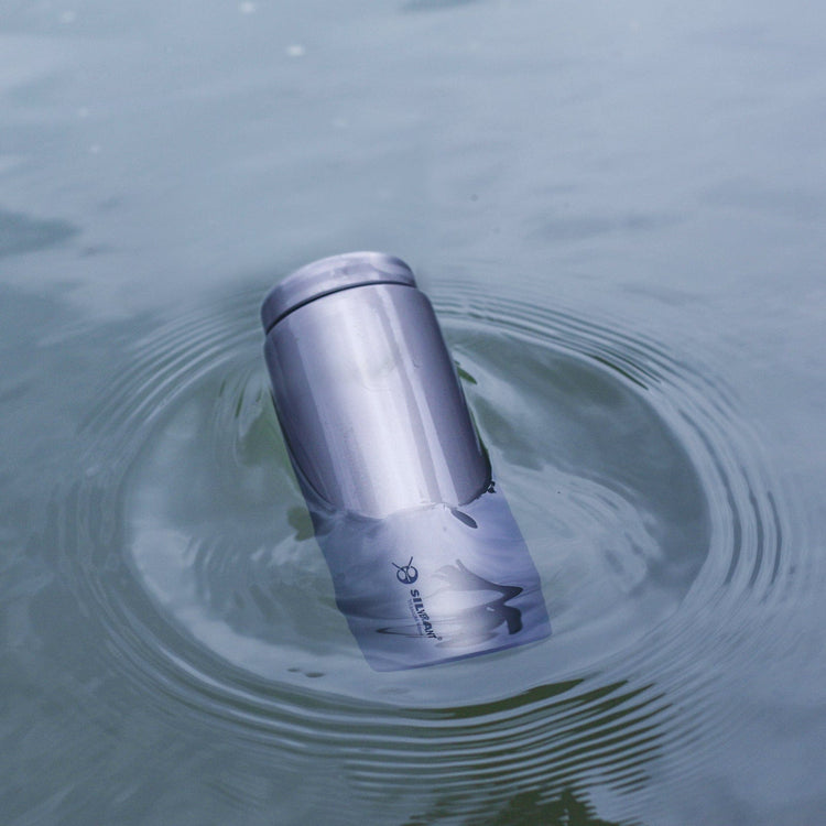 
                  
                    SilverAnt Ultralight Titanium Water Bottle Wide Mouth Screw Top - actual product photo, floating in the water
                  
                