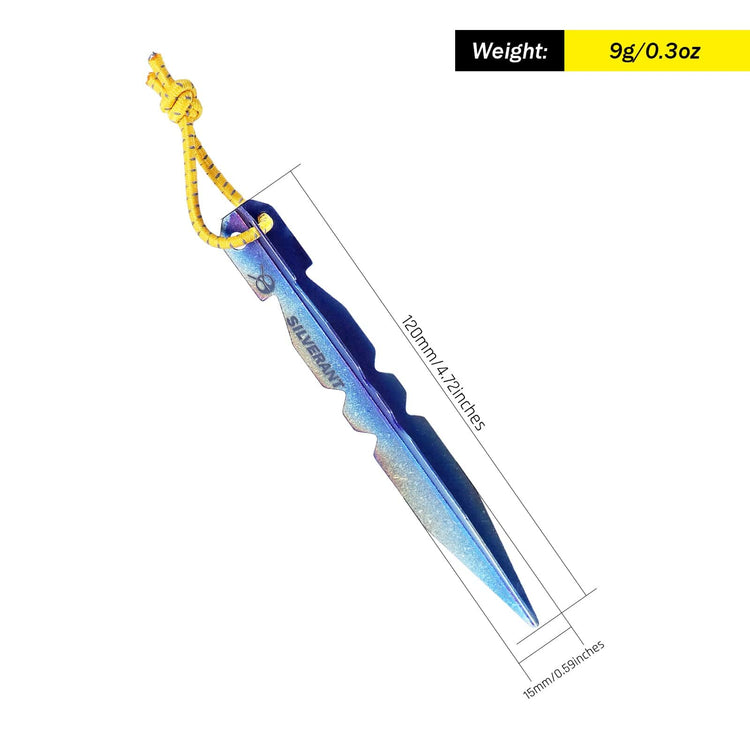 
                  
                    SilverAnt Ultralight Y-Shape Titanium Tent Stake Solo Small - with weight and dimensions
                  
                