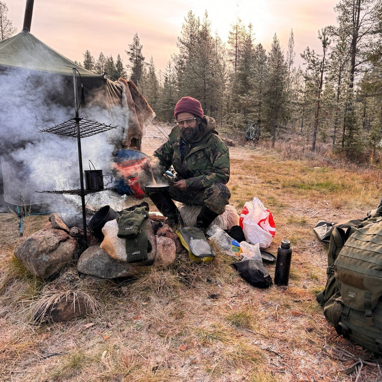 
                  
                    SilverAnt X 5Athlon Nomads Trails Collaboration - Peyman cooking with camp meal dinner with SilverAnt gear
                  
                