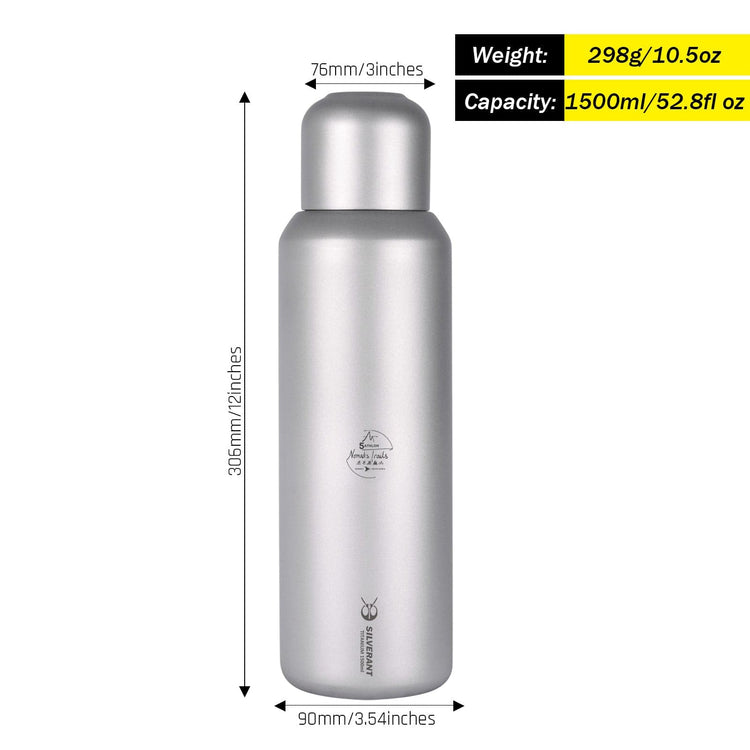 
                  
                    SilverAnt X 5Athlon Nomads Trails Collaboration - Large Titanium Water Bottle with Cup with weight, dimensions, and capacity
                  
                