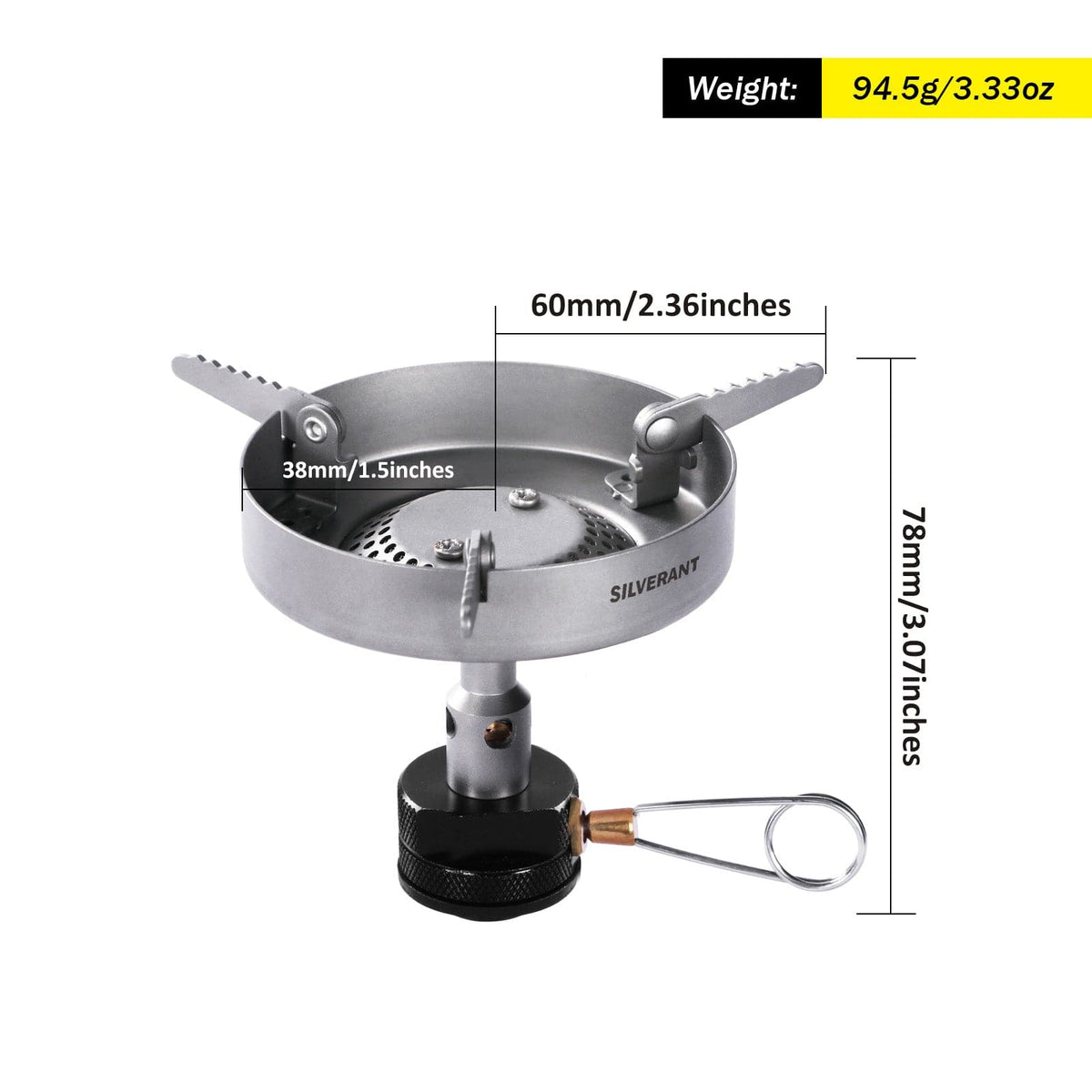 SilverTi Ultralight Titanium Gas Stove - weight and dimensions