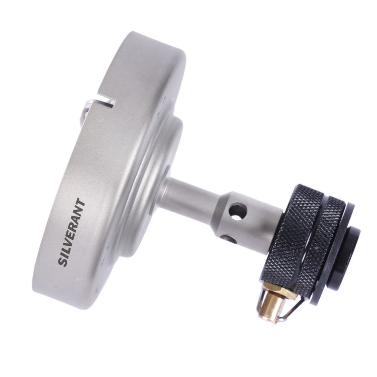 
                  
                    SilverTi Ultralight Titanium Gas Stove - Tilted and laid on its side, showing side features
                  
                