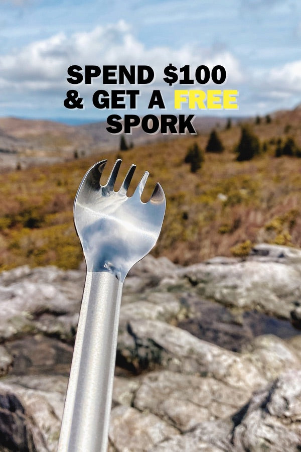 long handle spork with natural background