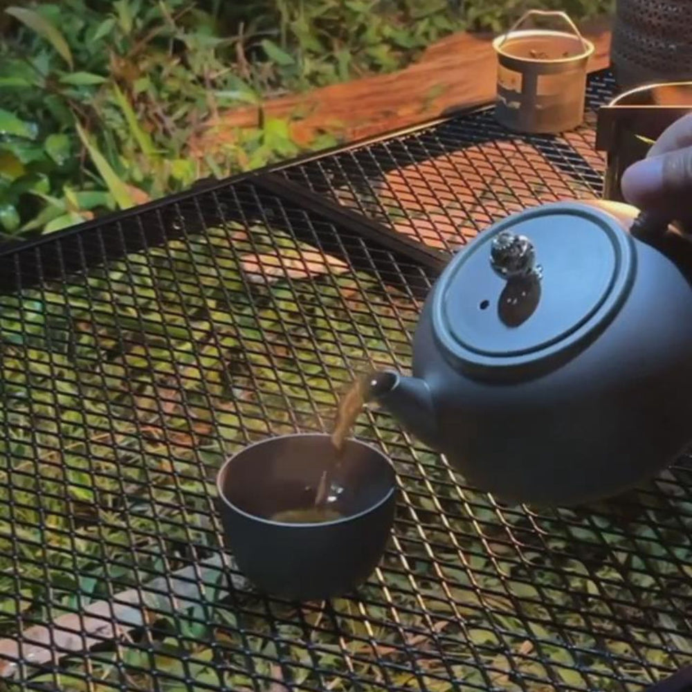
                  
                    SilverAnt Ultralight Titanium Teapot & Traditional Tea Set - pouring tea to a teacup from the teapot
                  
                