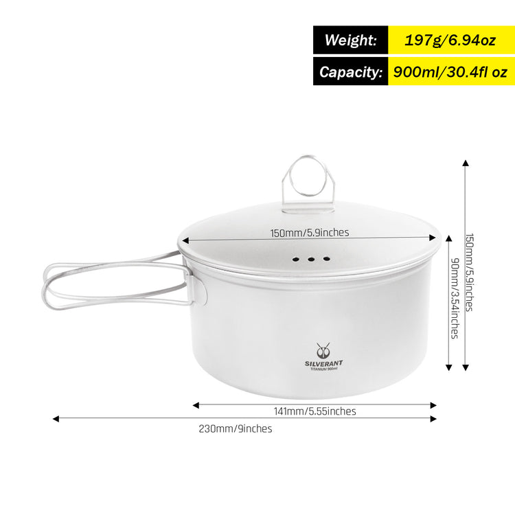 
                  
                    Titanium Camping Pot With Lid 900ml/30.4 fl oz
                  
                