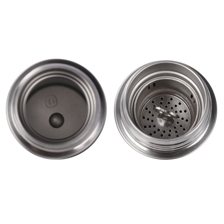 
                  
                    Titanium Double-Wall Insulated Thermos Flask 400ml/14fl oz - Sandblasted (Close-up of lid, filter)
                  
                