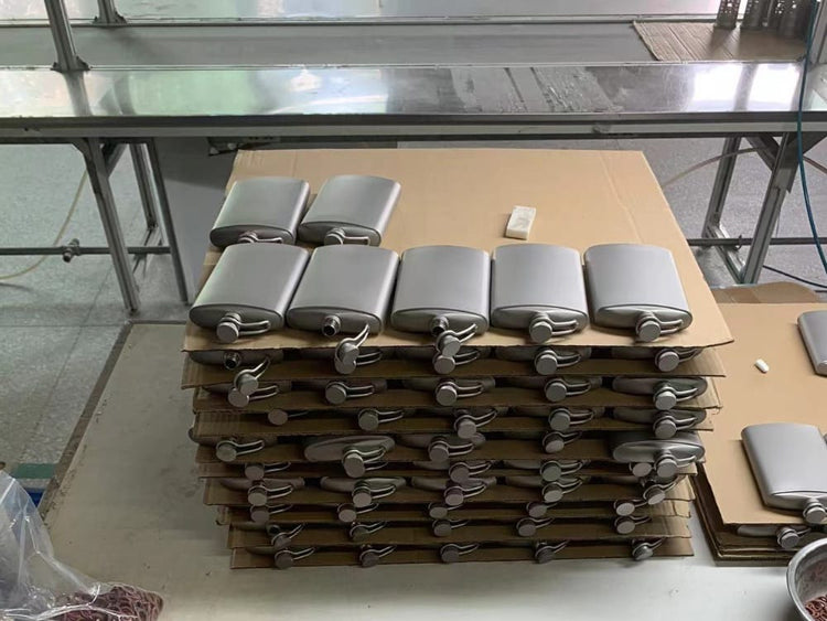 titanium hip flasks before laser engraving factory image