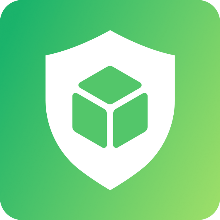 Default security icon with green cube inside shield