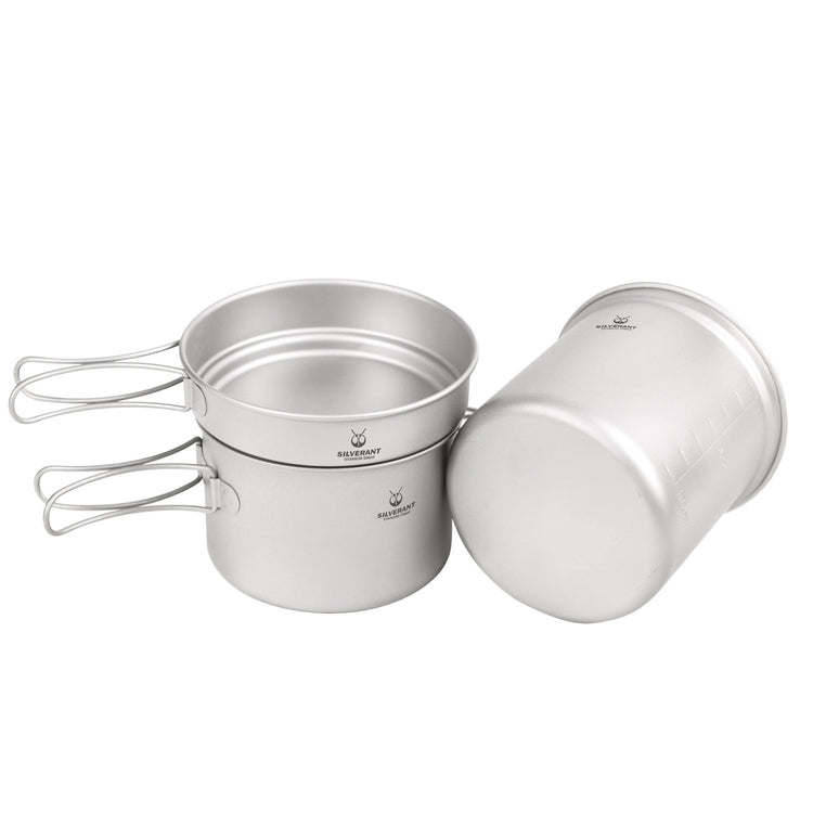 
                  
                    Ultralight Titanium 3-Piece Camping Cookware Set - SilverAnt Outdoors
                  
                
