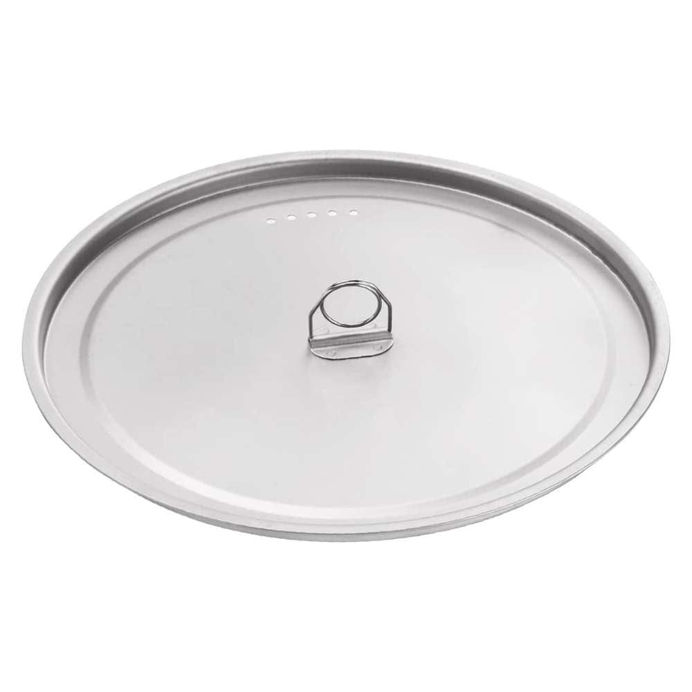 SilverAnt Ultralight Extra Large 2-Piece Titanium Camping Cookware Set With Hanger - lid close-up, sandblasted finish