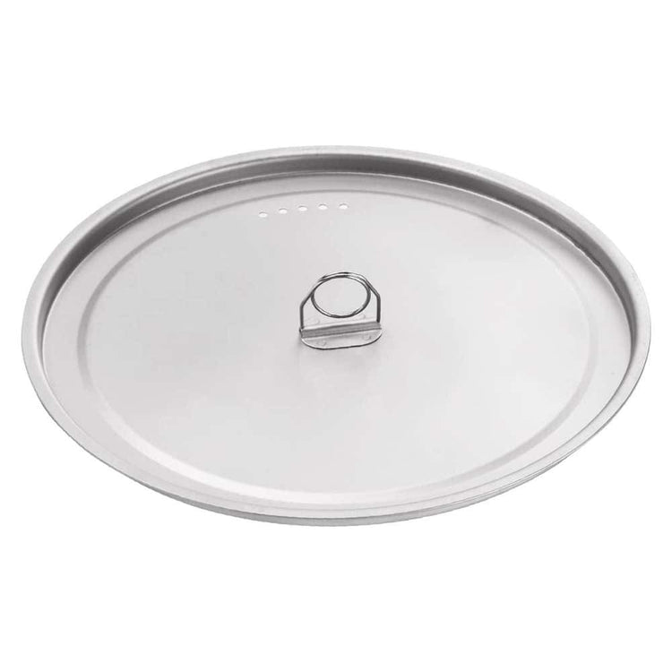 
                  
                    SilverAnt Ultralight Extra Large 2-Piece Titanium Camping Cookware Set With Hanger - lid close-up, sandblasted finish
                  
                