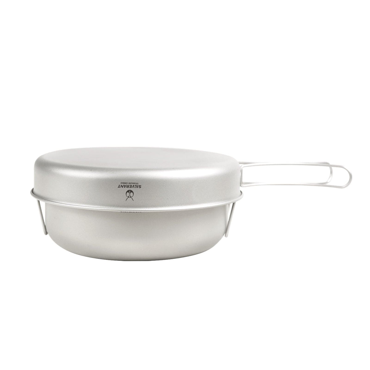 Large 2-Piece Titanium Pot & Pan Camping Cookware Set - Using the pan as lid for the pot