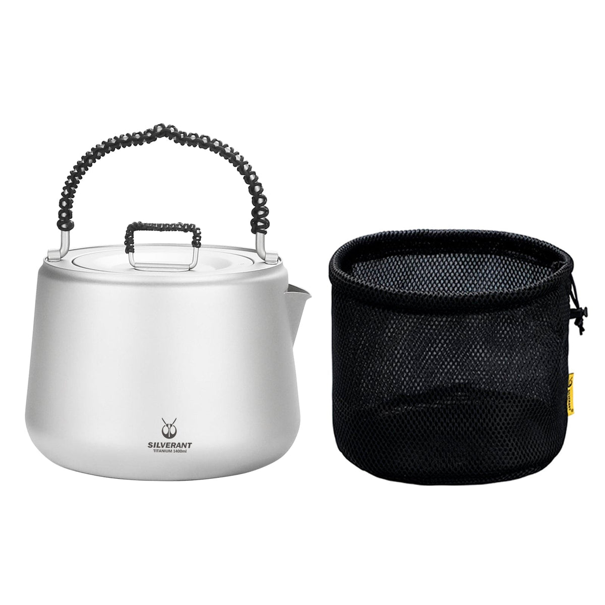 SilverAnt Ultralight Large Titanium Kettle 1400ml/49 fl oz - with Drawstring Mesh Bag (included with purchase)