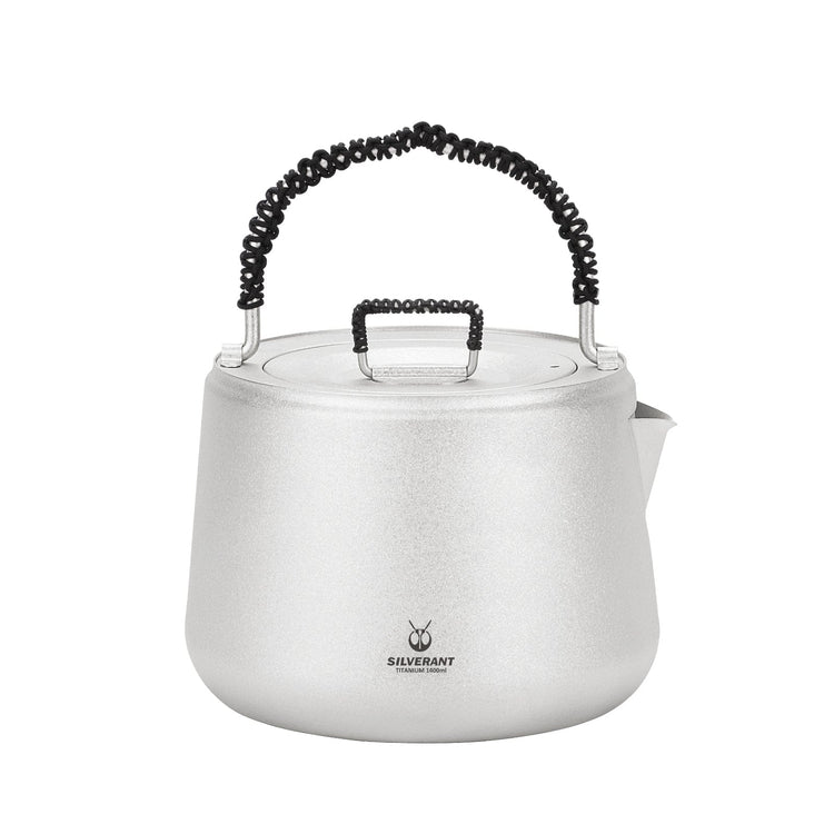 
                  
                    SilverAnt Ultralight Large Titanium Kettle 1400ml/49 fl oz (Crystallized finish) on a white backfround
                  
                