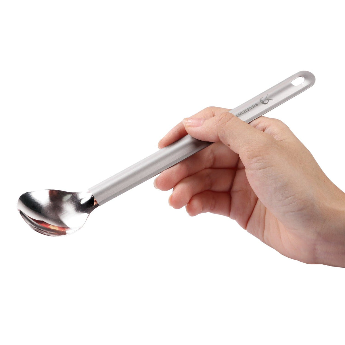 SilverAnt Ultralight Long Handle Titanium Spoon Polished - on-hand