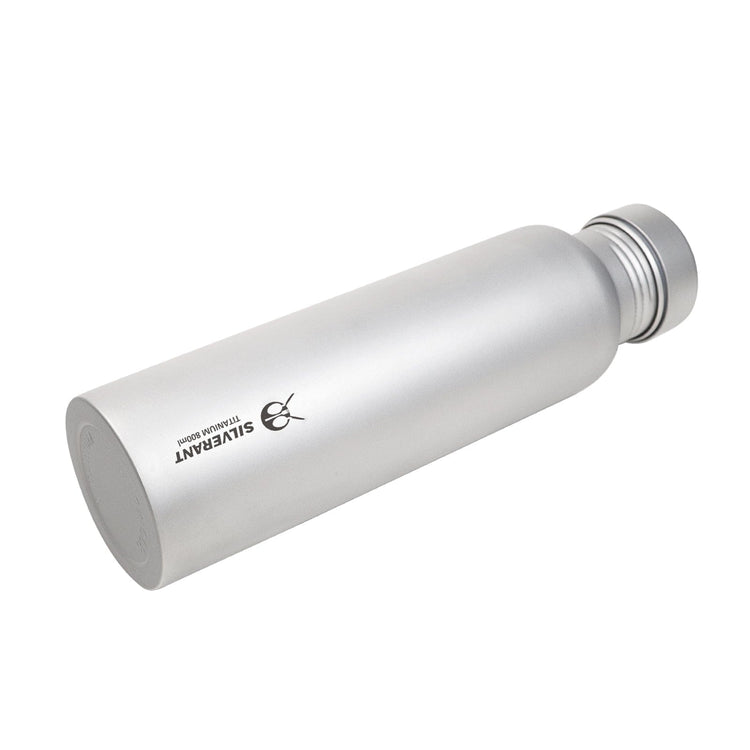 
                  
                    SilverAnt Ultralight Round Titanium Water Bottle - 800 ml angled view, showing bottom slightly
                  
                