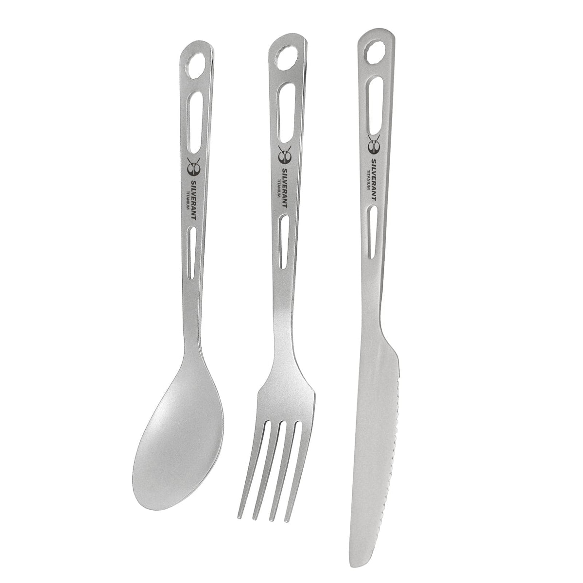 SilverAnt Ultralight Titanium 3-Piece Cutlery Set (Knife, Fork and Spoon) - Sandblasted Main Image