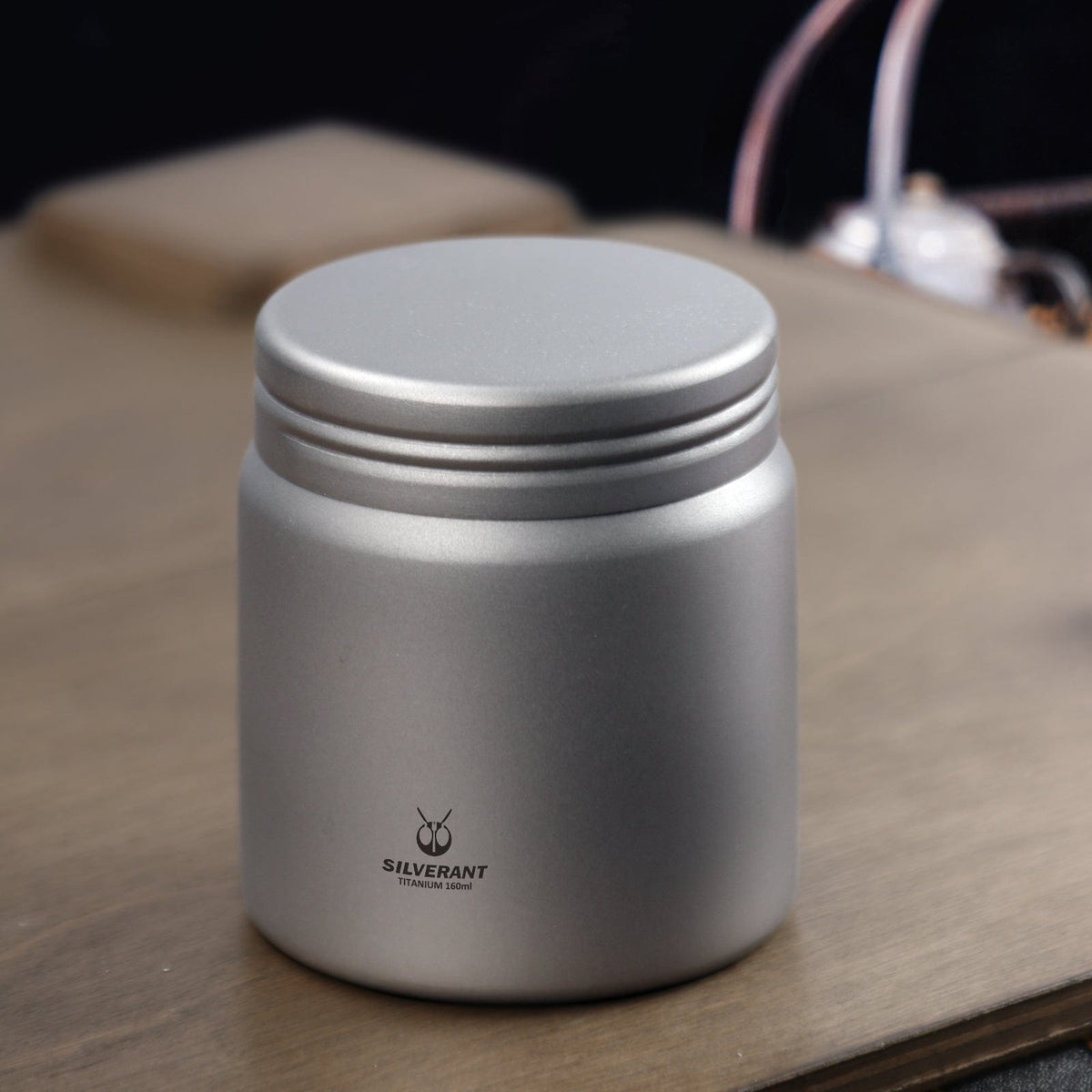 SilverAnt Ultralight Titanium Container - Sandblasted (actual product photo, lifestyle shot)