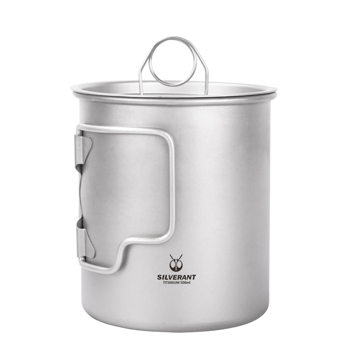 SilverAnt Ultralight Titanium Cup With Lid 4 Sizes 500ml - Folded handles position
