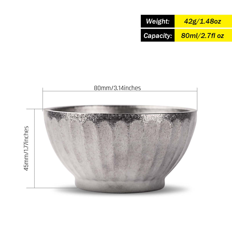 SilverAnt Ultralight Titanium Double-Wall Tea Cup 80ml/2.7fl oz weight, dimensions, and capacity