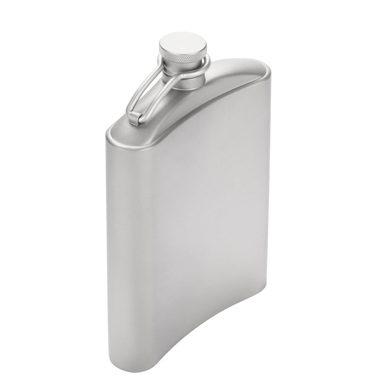
                  
                    SilverAnt Ultralight Titanium Hip Flask With Funnel 220ml/7.74 fl oz - Sandblasted (angled side view)
                  
                