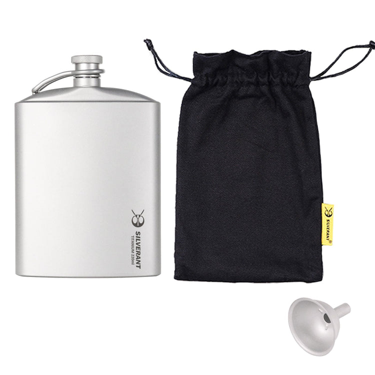 
                  
                    SilverAnt Ultralight Titanium Hip Flask With Funnel 220ml/7.74 fl oz - 220ml/7.74 fl oz Sandblasted (with drawstring mesh bag & funnel)
                  
                