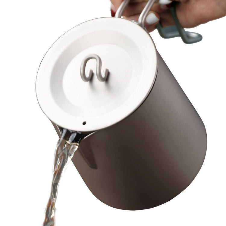 
                  
                    SilverAnt Ultralight Titanium Pour Over Short Spout Kettle with Filter 900ml/31.6 fl oz - On-hand, being poured out
                  
                