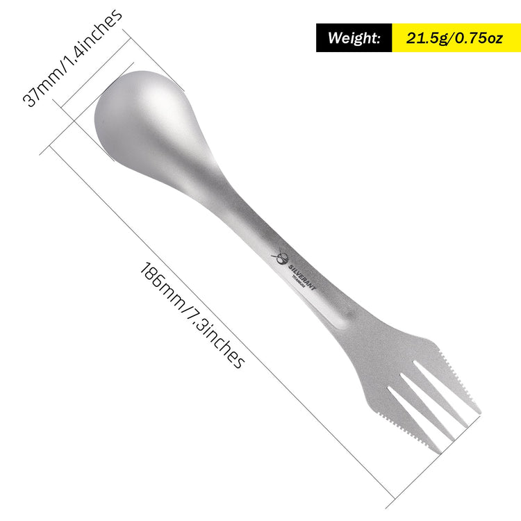 SilverAnt Ultralight Titanium Spork 3-in-1 Knife Fork Spoon - weight and dimensions