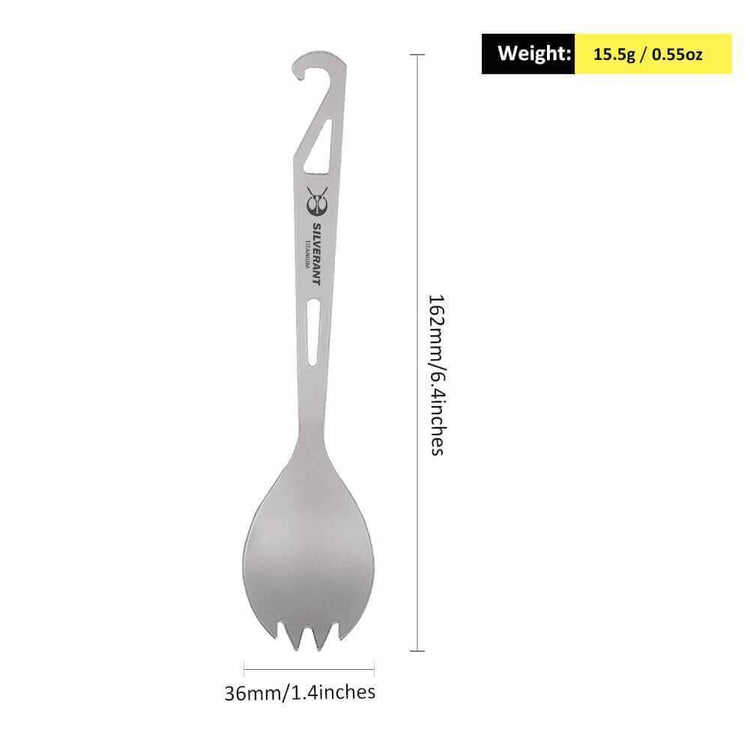 
                  
                    SilverAnt Ultralight Titanium Spork with Bottle Opener Sandblasted - with weight and dimensions
                  
                