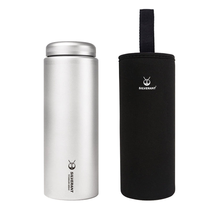 
                  
                    SilverAnt Ultralight Titanium Water Bottle Wide Mouth Screw Top - 600ml/21.1 fl oz  (with black thermal carry sleeve included with purchase)
                  
                