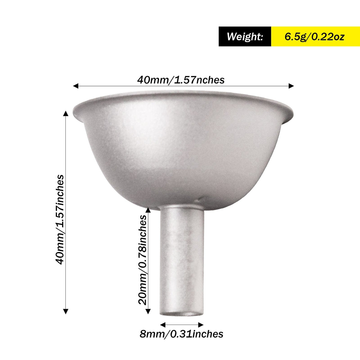 Titanium Hip Flask Funnel weight, dimensions, and capacity