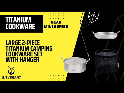 Large 2-Piece Titanium Camping Cookware Set With Hanger