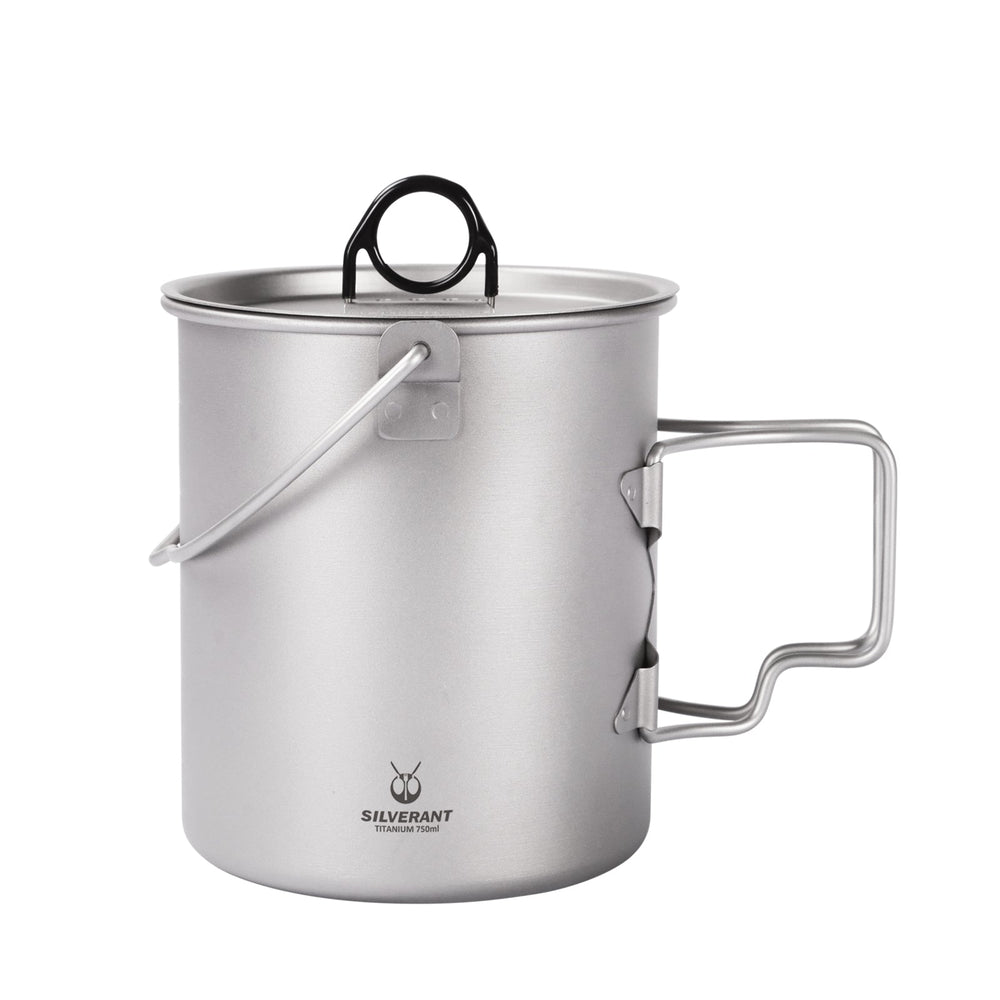 Titanium Pot 750ml/25 fl oz with Lid and Bail Handle - SilverAnt Outdoors