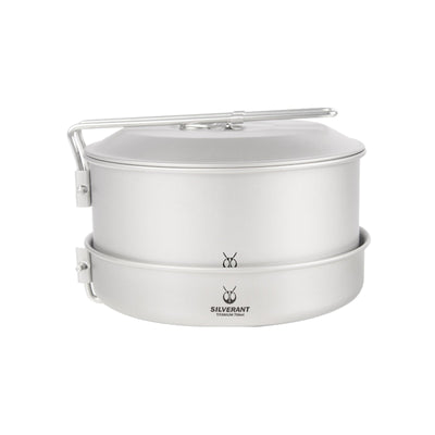 Ultralight Titanium Pot and Pan Camping Cookware Set - 1600ml/54.1 fl oz - SilverAnt Outdoors