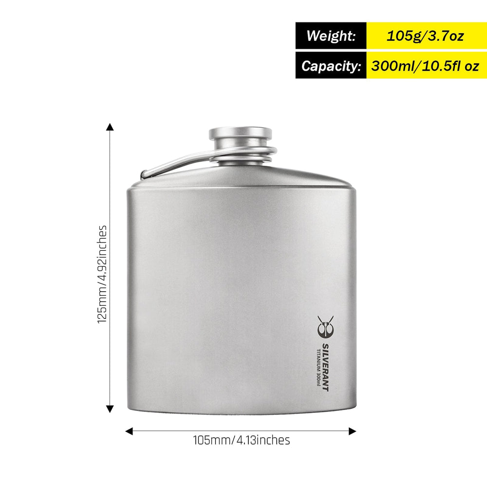 Titanium Hip Flask - 300ml/10.5 fl oz - SilverAnt Outdoors