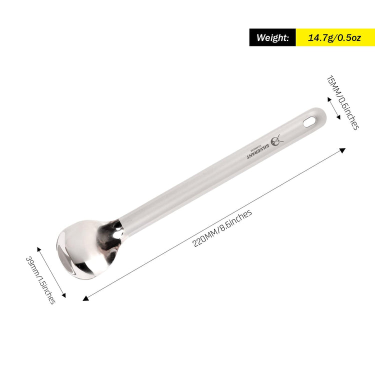 
                  
                    Ultralight Titanium Long Handle Spoon - SilverAnt Outdoors
                  
                