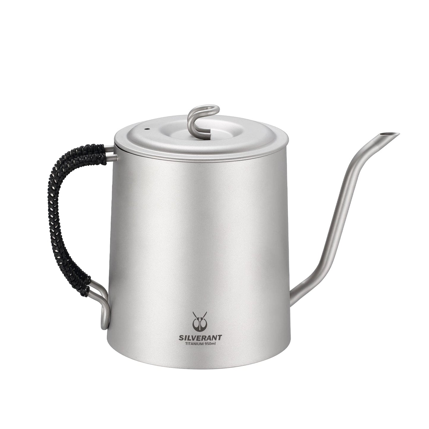 SilverAnt Ultralight Titanium Pour Over Kettle 950ml/33.4 fl oz - Goose Neck Pour Over Coffee & Tea Kettle - Sandblasted Gray Finish with Carry Case