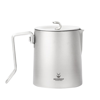 Titanium Pour Over Short Spout Kettle with Filter  - 900ml/31.6 fl oz - SilverAnt Outdoors