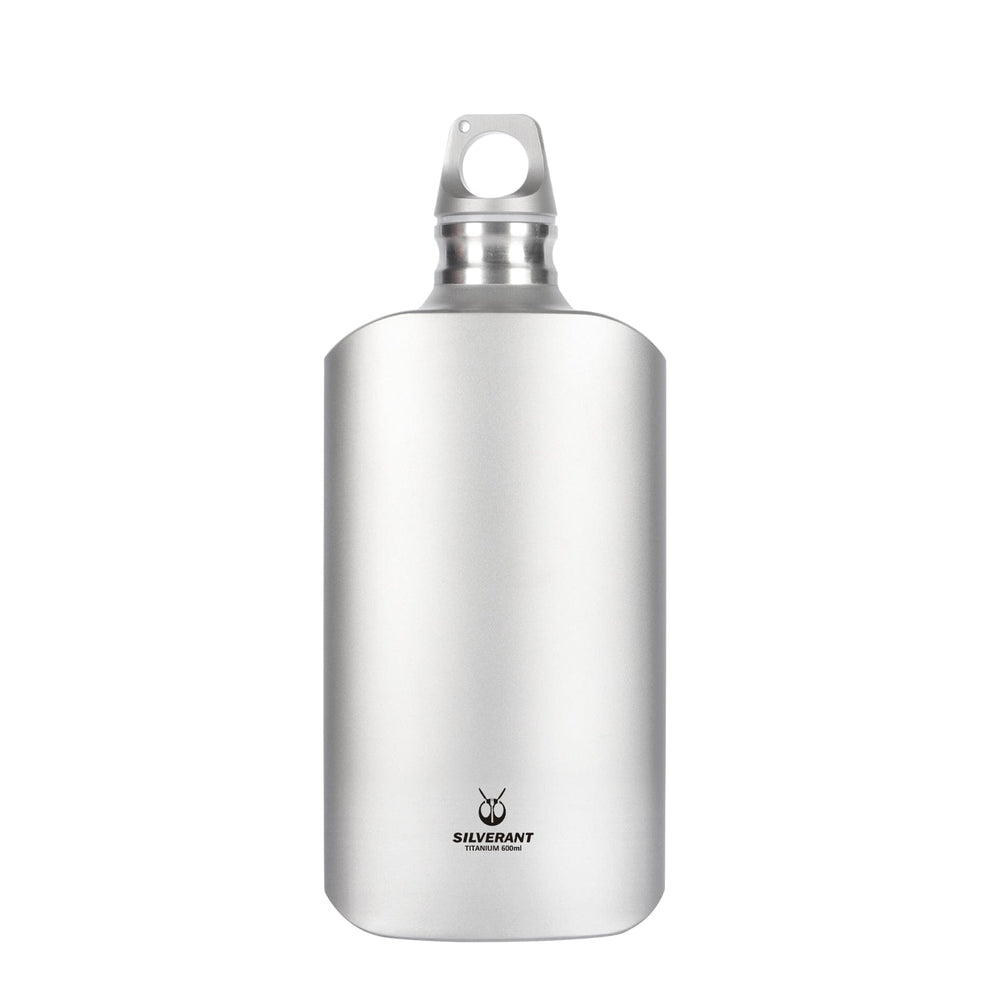 SilverAnt Double-Wall Water Bottle 400ml/14fl oz - Ultralight Titanium Insulated Thermos Flask for EDC Camping Hiking Backpacking Sandblasted Gray