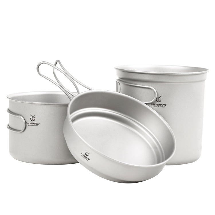 Ultralight Titanium 3-Piece Camping Cookware Set - SilverAnt Outdoors